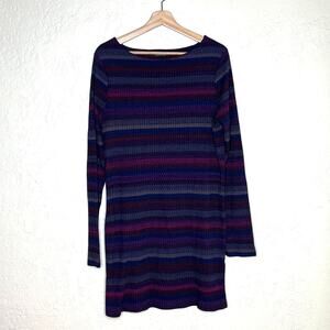 Long Tall Sally Women’s Purple Ribbed Side-Slit Long Sleeve T-Shirt Dress Large